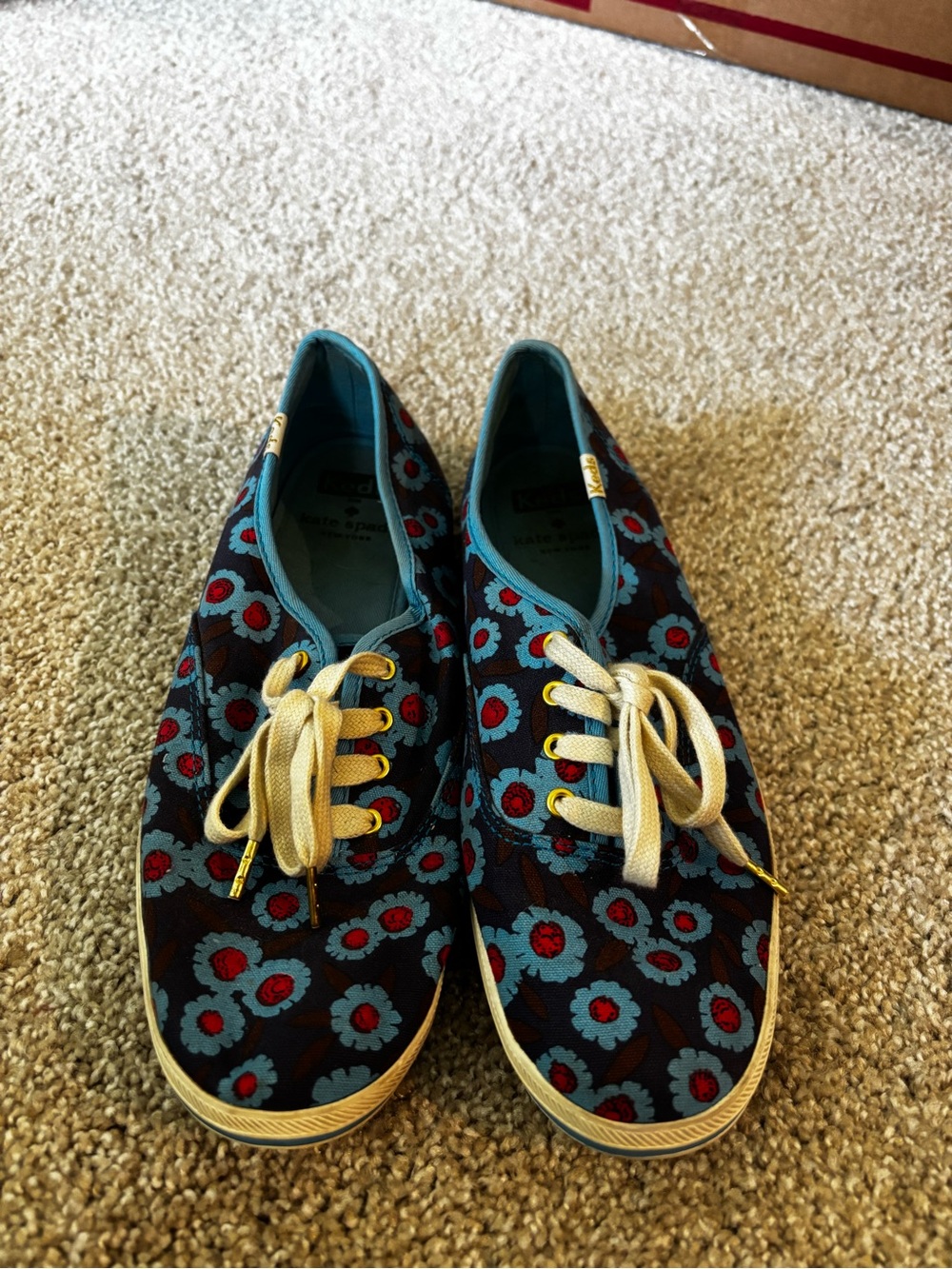 Women’s Floral Canvas Sneakers in Teal and Red